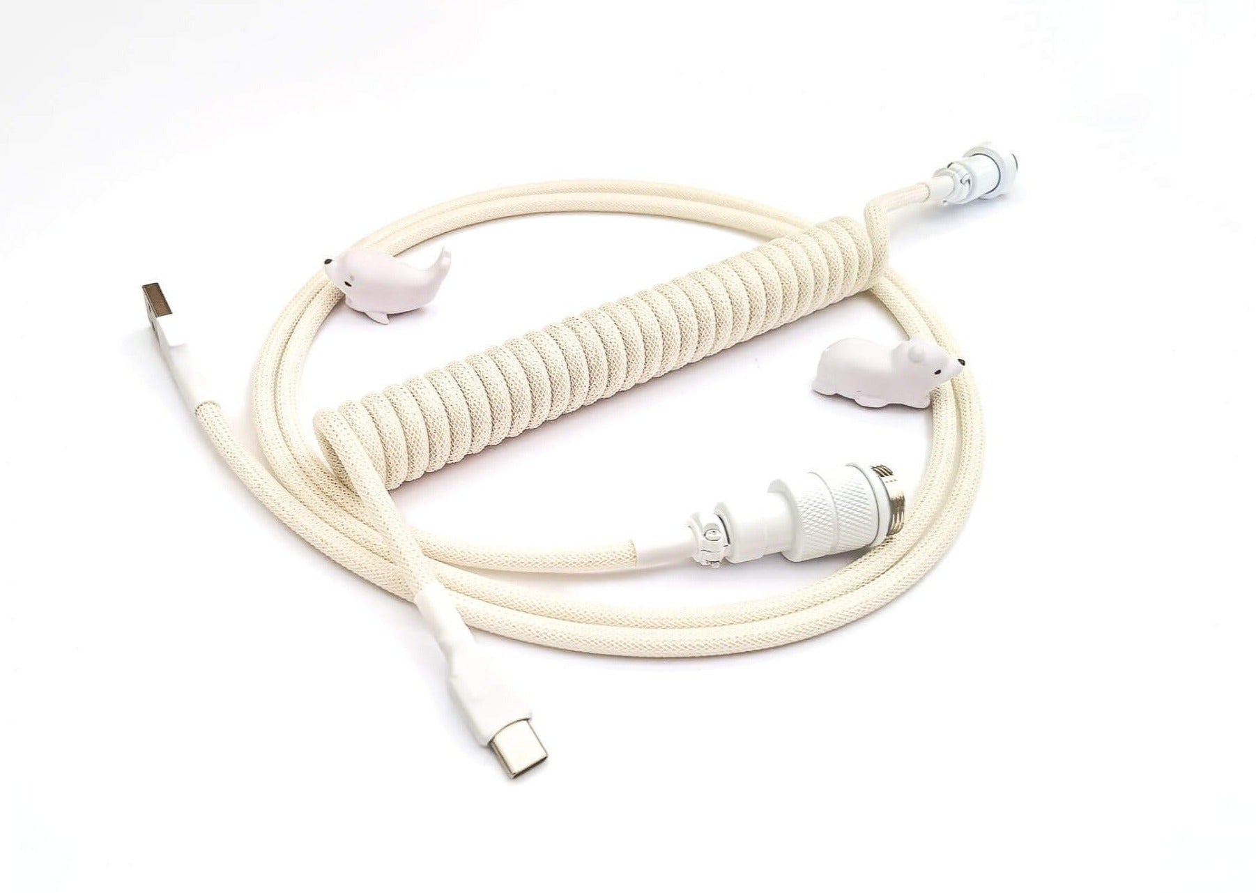 White Coil Split Keyboard Cable