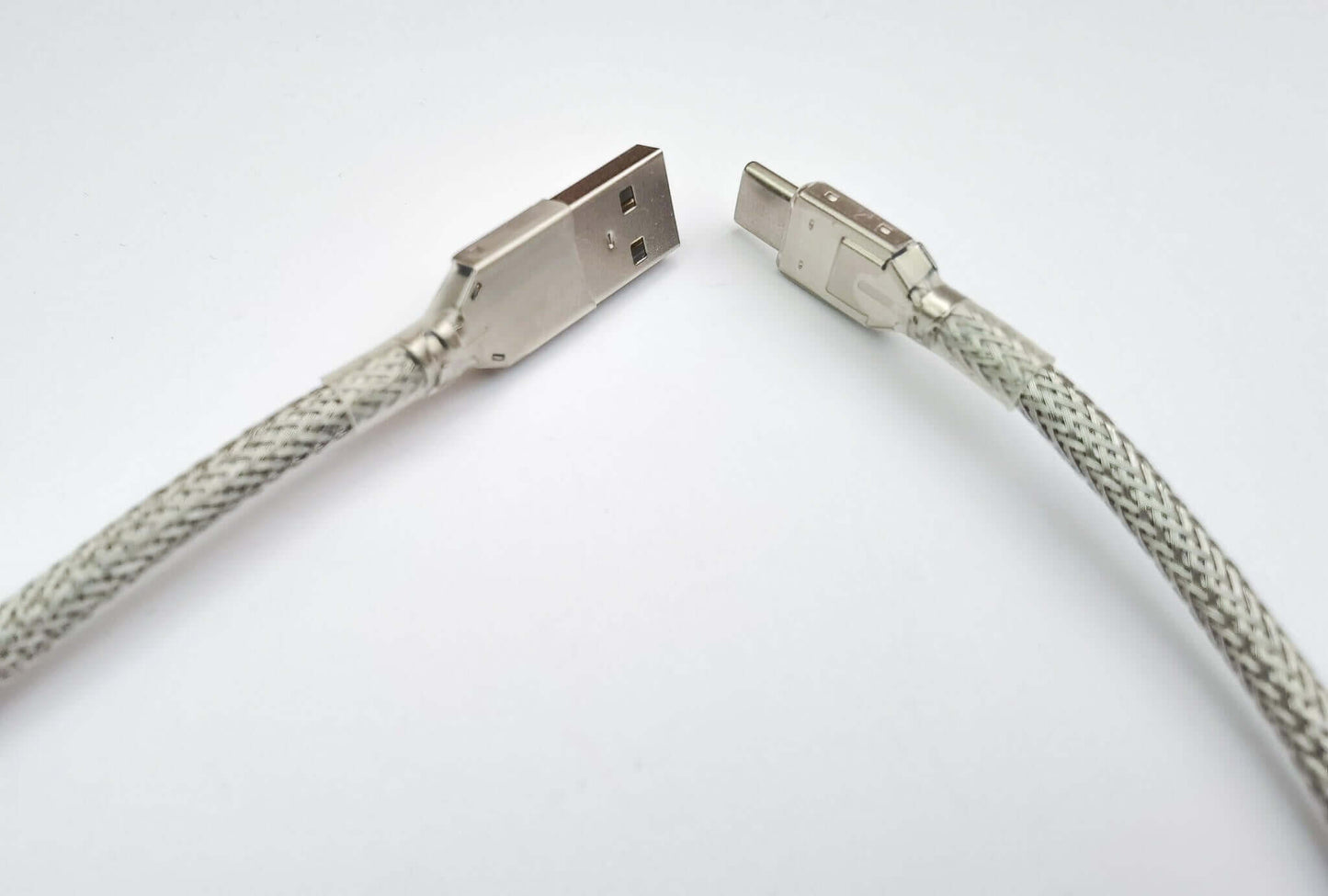 Custom USB C to A keyboard cable with transparent heat-shrink