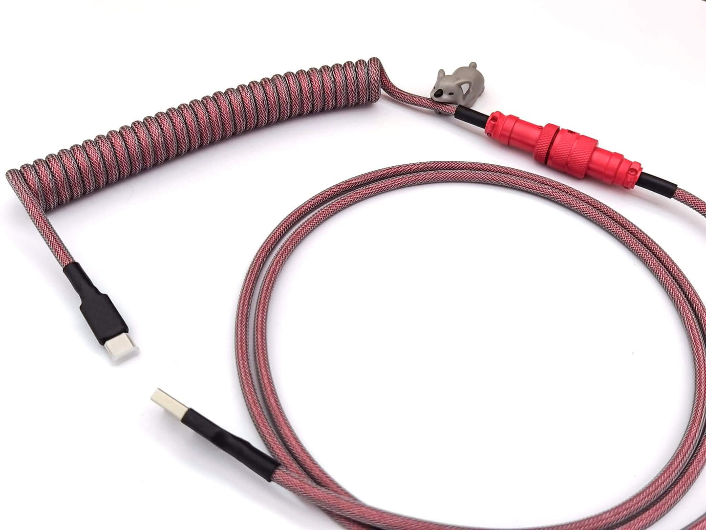 Red USB C to A USB cable for mechanical keyboards.
