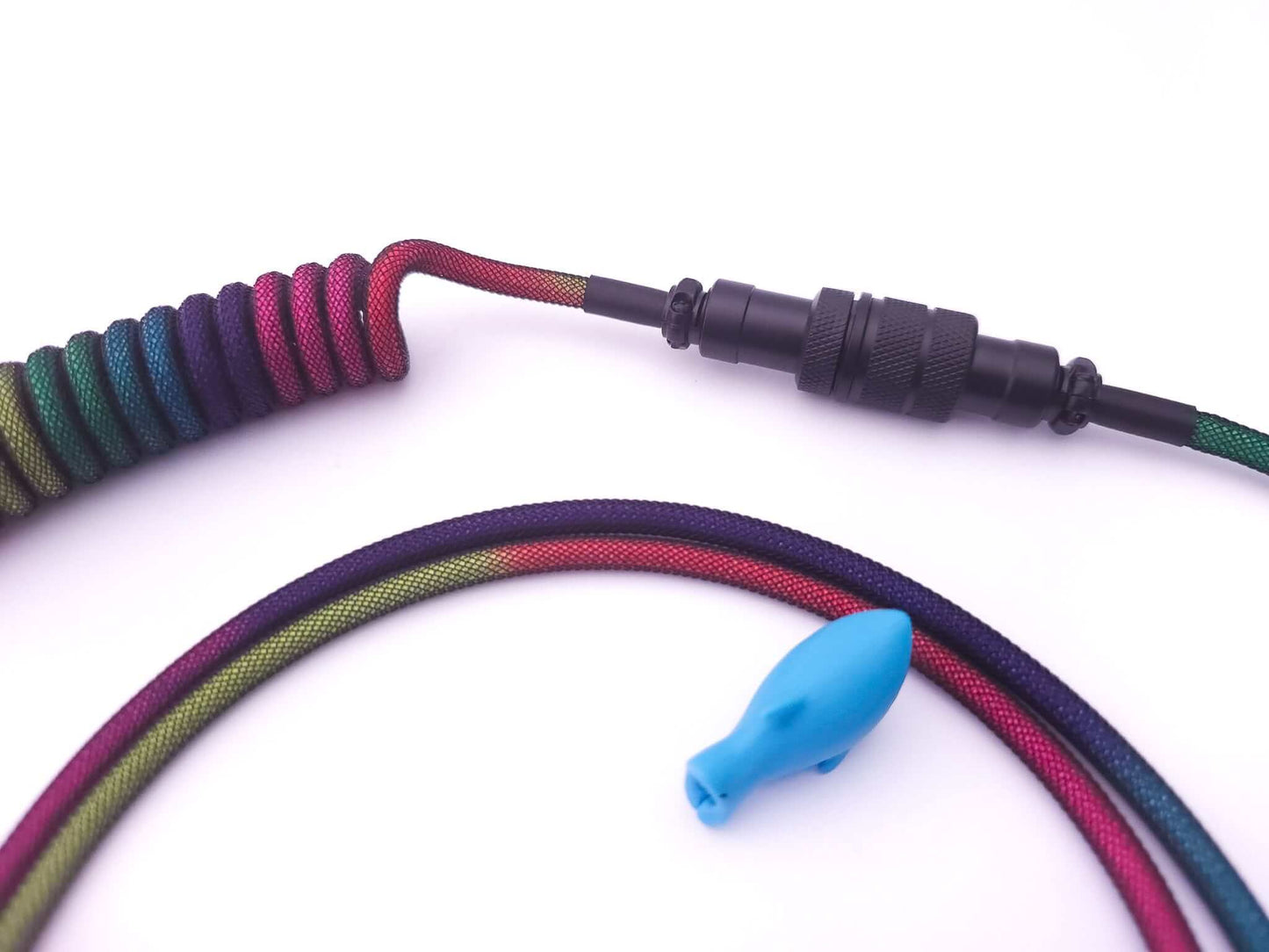 Custom rainbow keyboard usb c cable with black Aviator connector