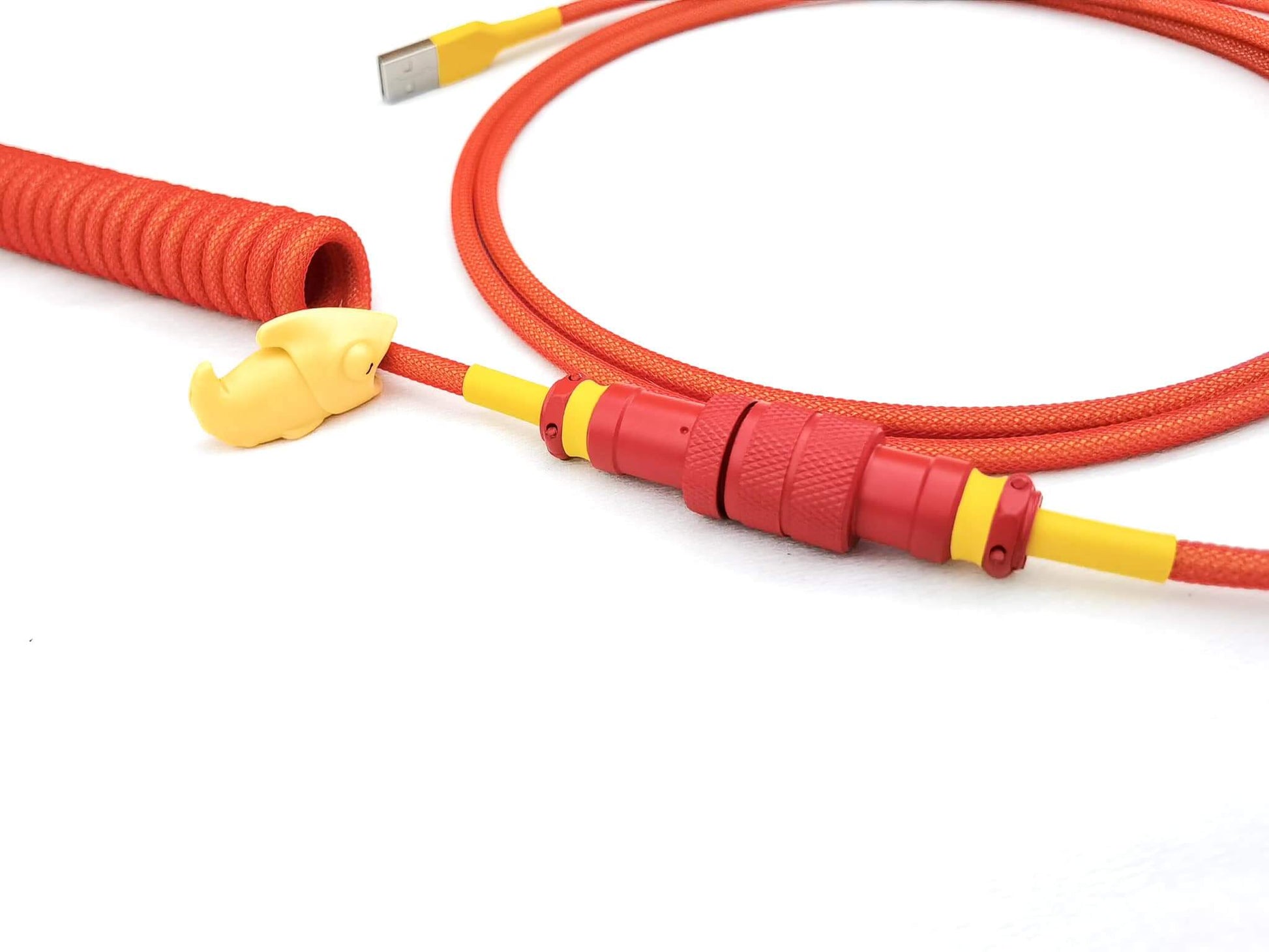 Gx16 Aviator connector painted in red and with yellow heat-shrink.