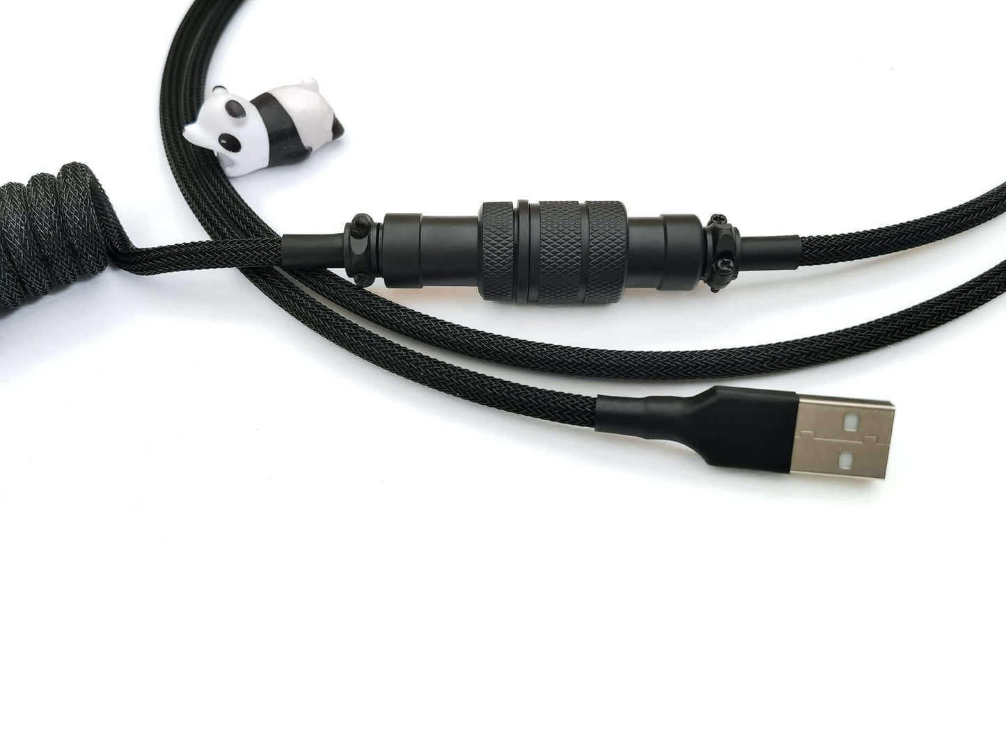 GX16 Aviator connector, 4-pin, painted in black with black heat-shrink, with panda cable protector