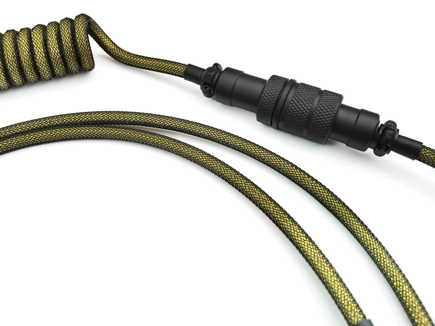 Black Gx16 connector on a yellow coil cable