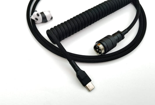 Black coiled keyboard cable
