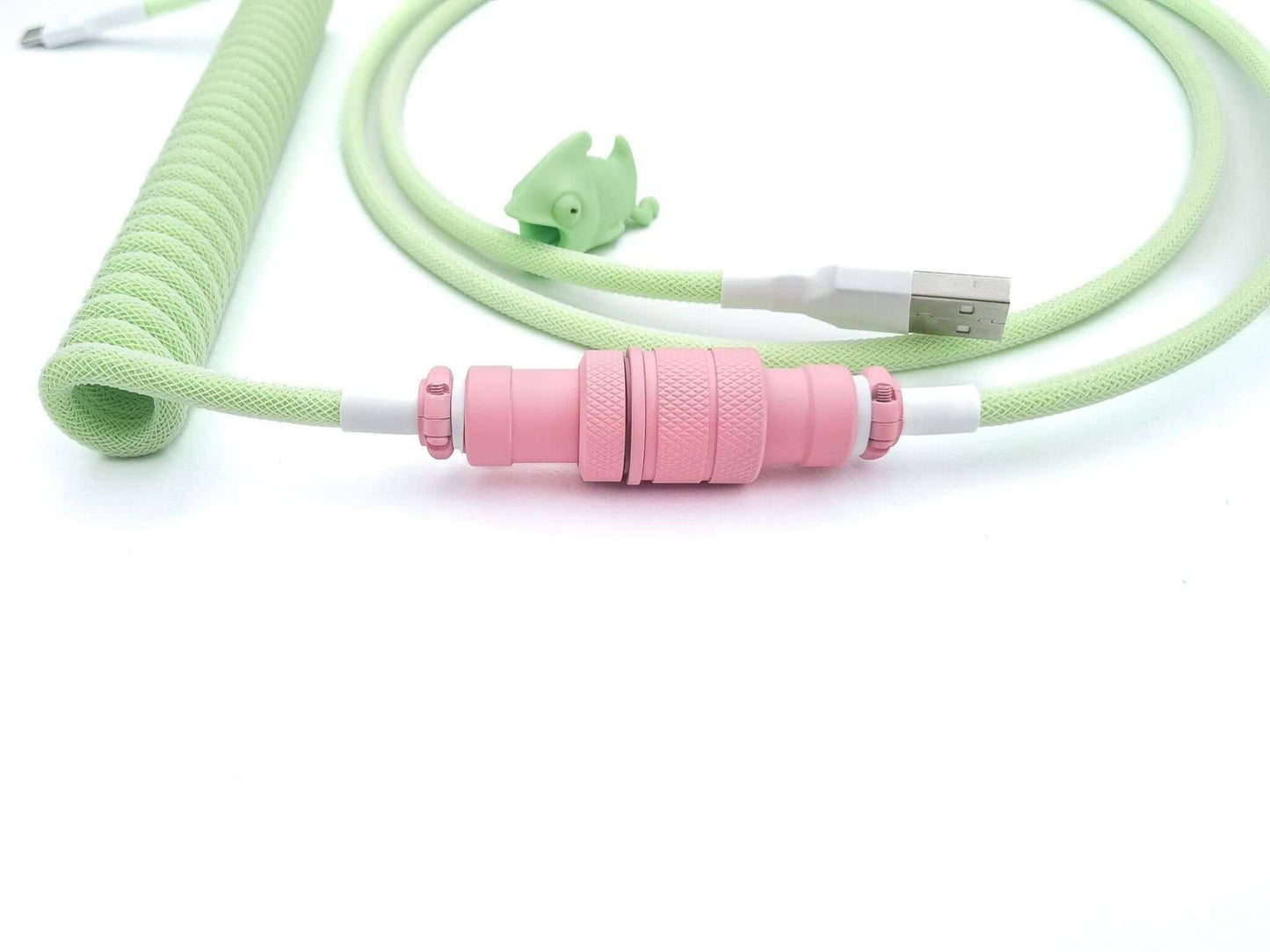 Green Keyboard cable with Pink Aviator for mint keycaps and green mechanical keyboards