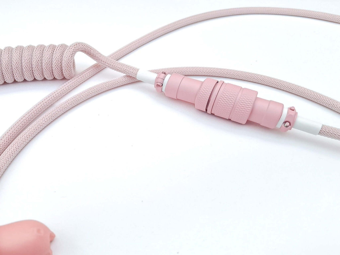 Pink Gx16 Aviator connector, 4-pin, with white heat-shrink on pink coil cable