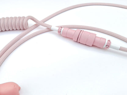 Pink Gx16 Aviator connector, 4-pin, with white heat-shrink on pink coil cable