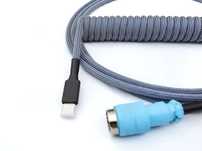 Keyboard cable matching PolyCaps Whale with baby blue Gx16 connector and USB C connection.