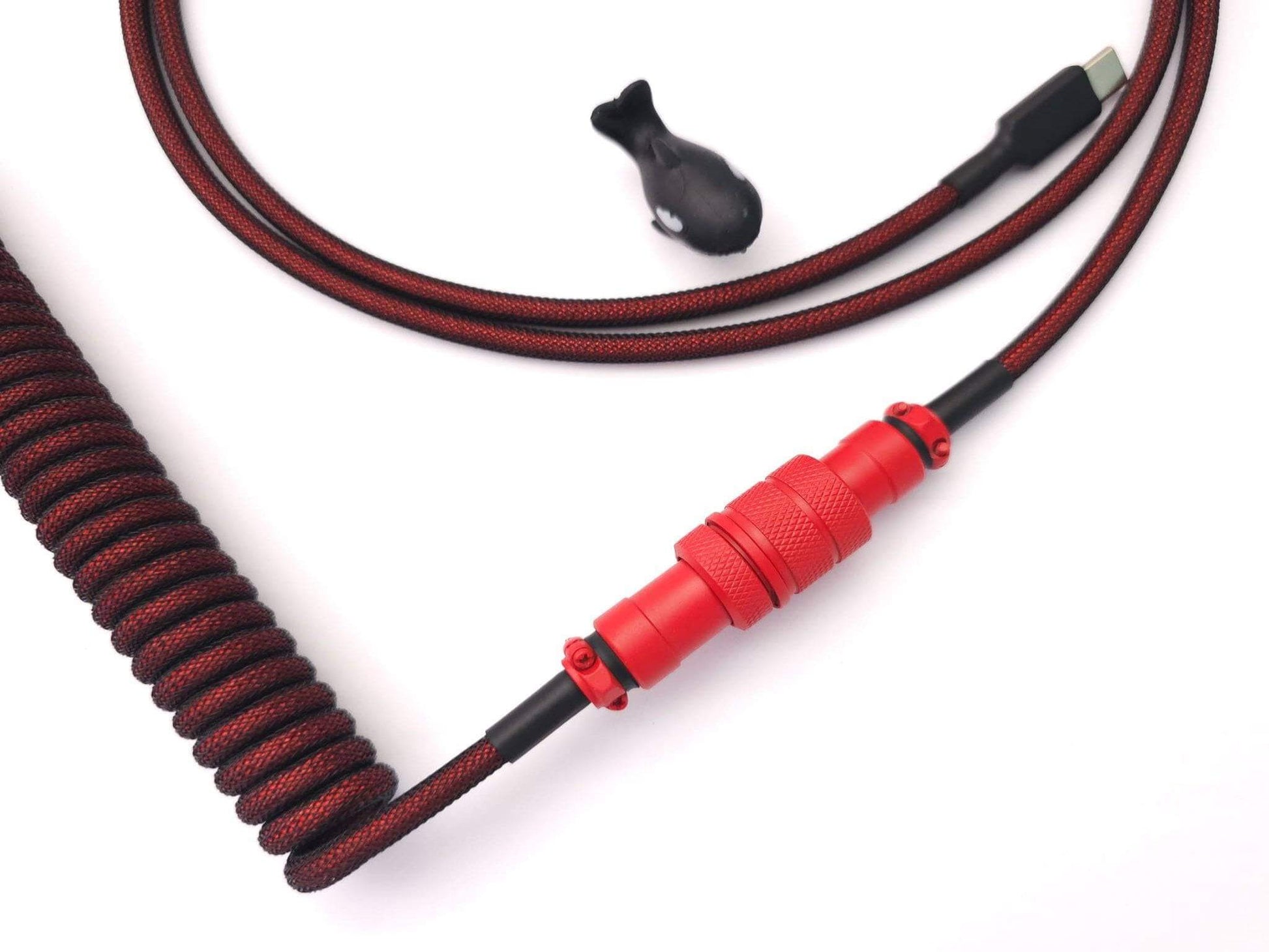 Custom USB cable with red Gx16 connector for red mechanical keyboards and red custom keycaps.
