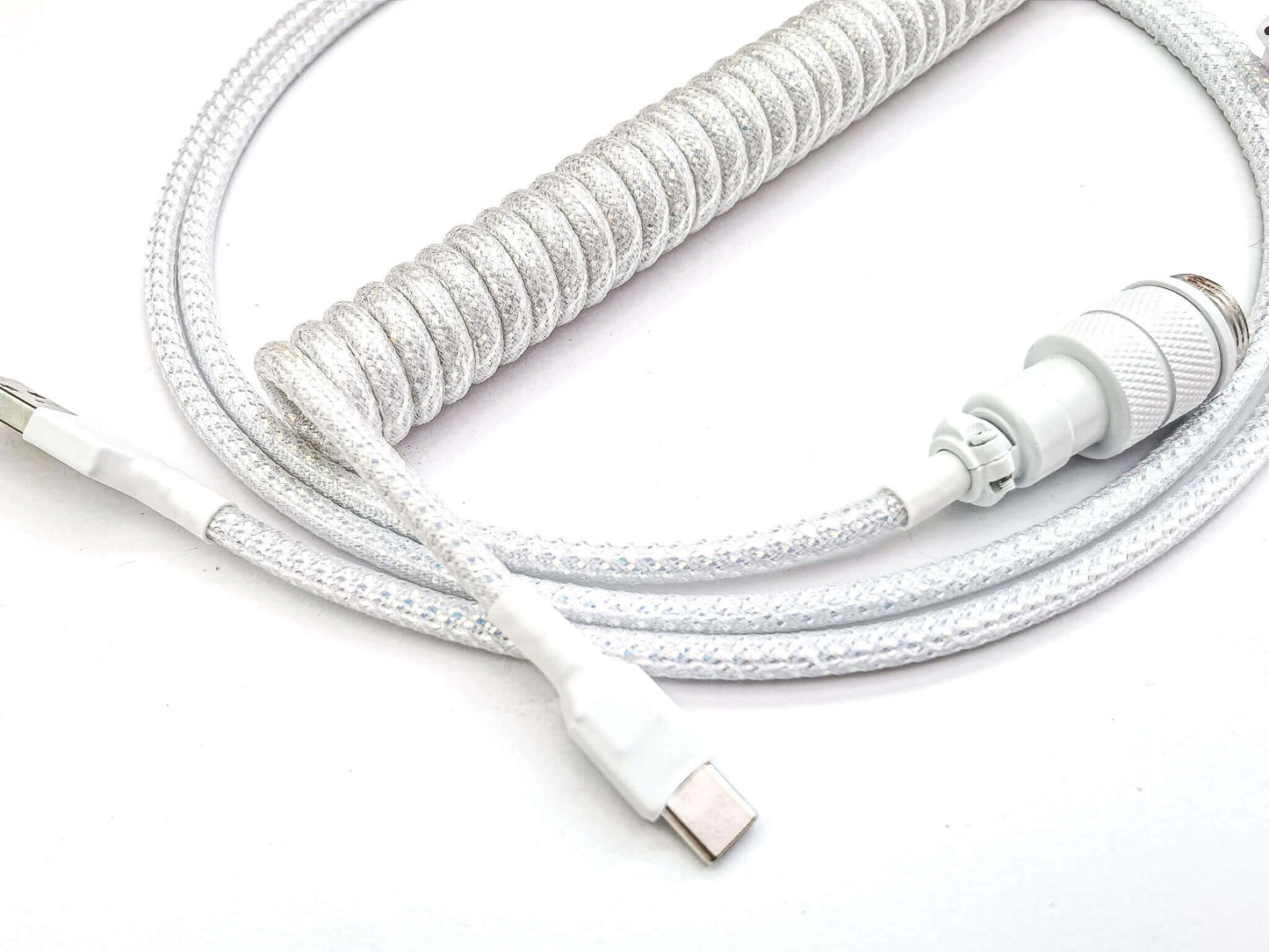 White pearl keyboard cable with Gx16 connector and white heat-shrink