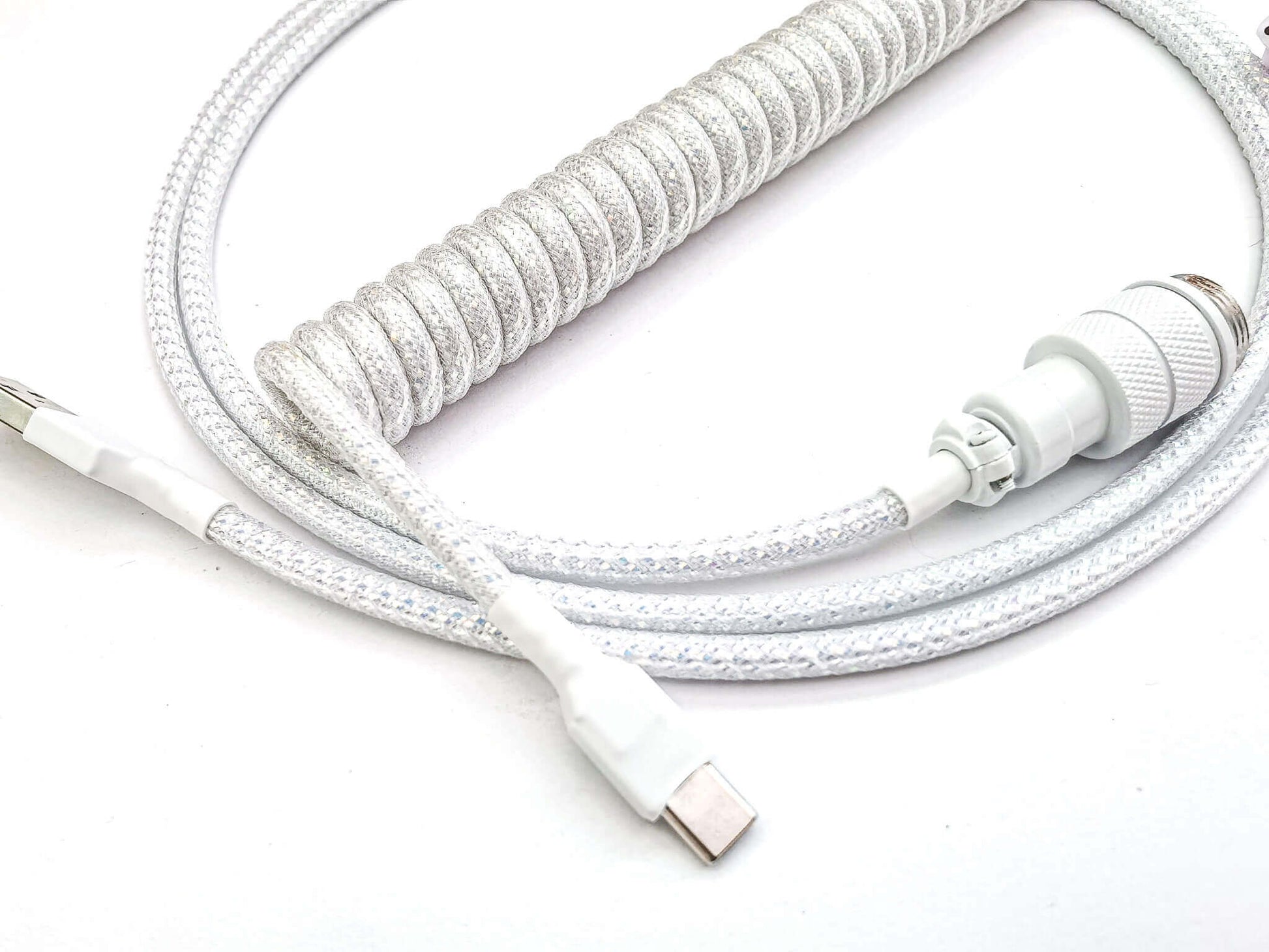 White pearl keyboard cable with Gx16 connector and white heat-shrink