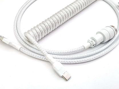 White pearl keyboard cable with Gx16 connector and white heat-shrink