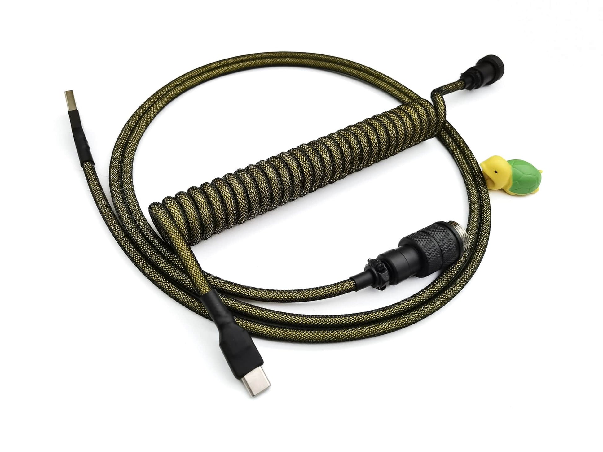 Yellow keyboard cable with black Gx16 connector and black heat-shrink.