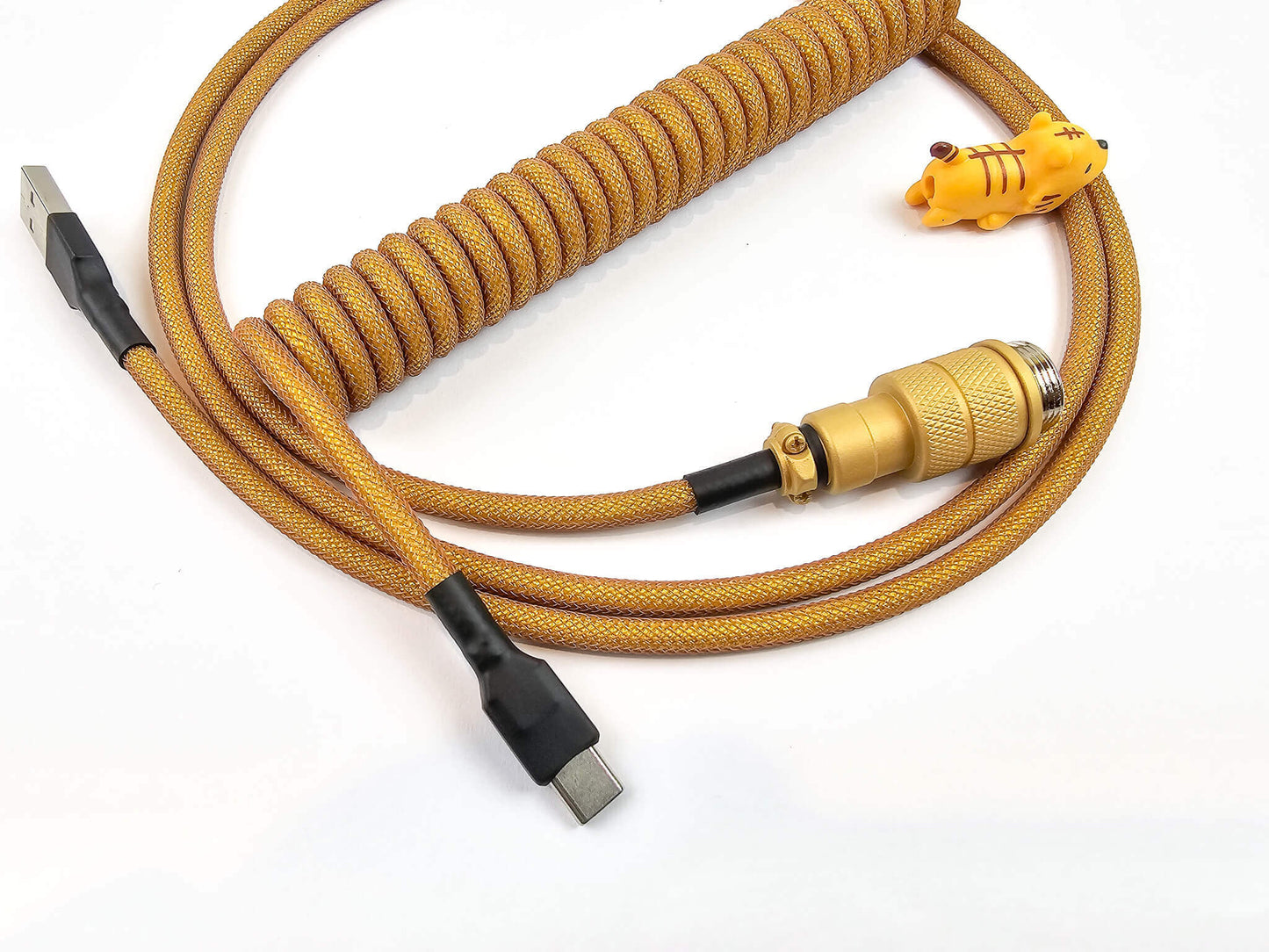 gold keyboard cable for mechanical keyboard with USB C and Aviator connector