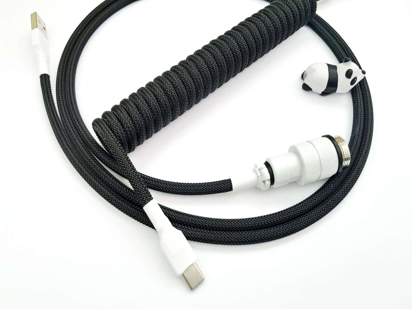 White on black keyboard cable with white Gx16, black coil, and white heat-shrink