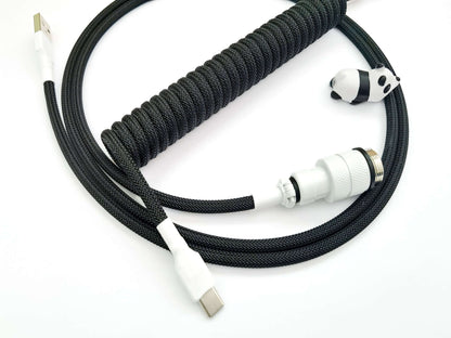 White on black keyboard cable with white Gx16, black coil, and white heat-shrink