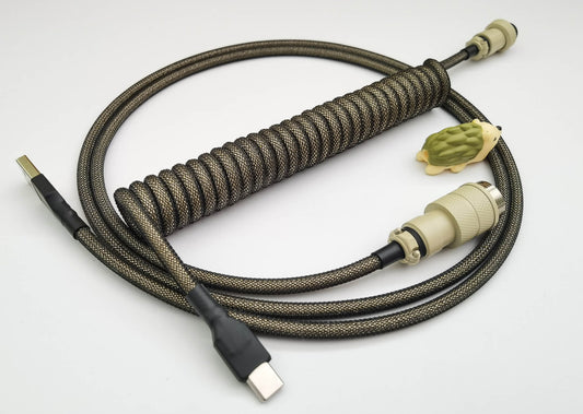 Beige coiled keyboard cable