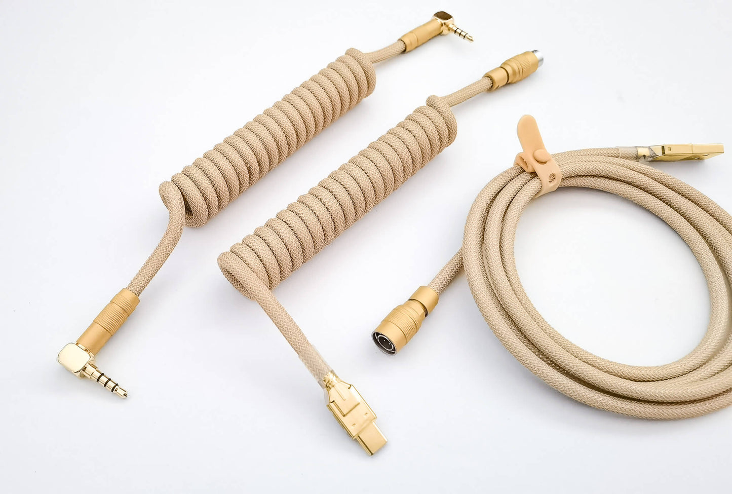 Cream coiled TRRS cable