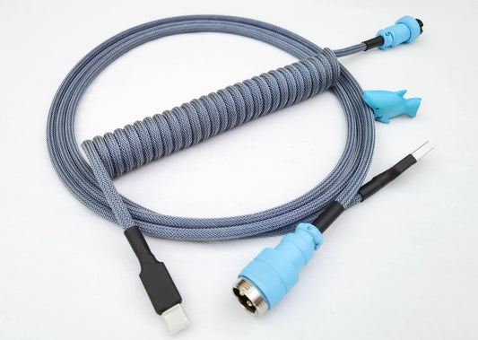 Coiled keyboard cable for PBT whale keycaps