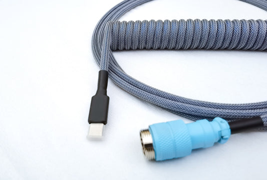 Coiled keyboard cable for PBT whale keycaps