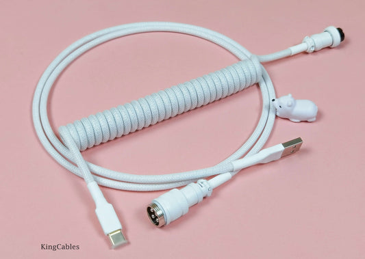 White coiled keyboard cable