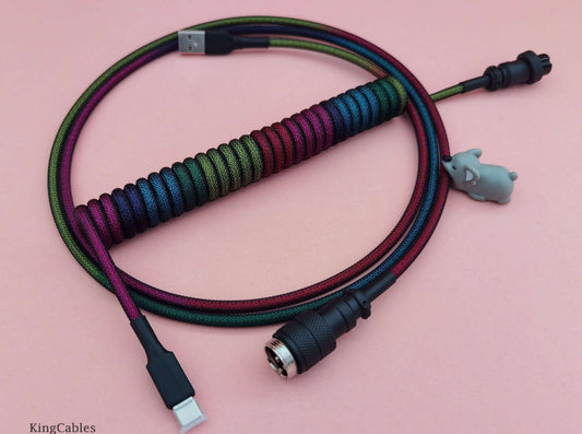 GMK Midnight Rainbow keycaps cable