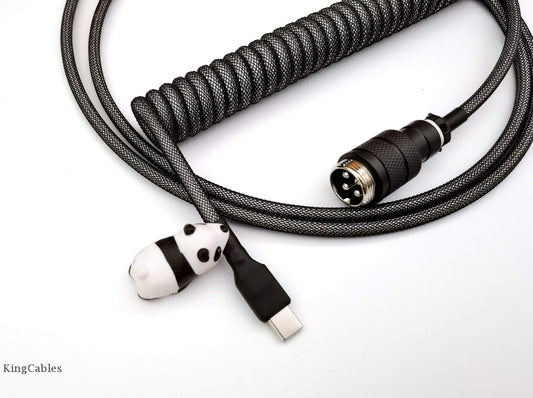 Black coiled keyboard cable