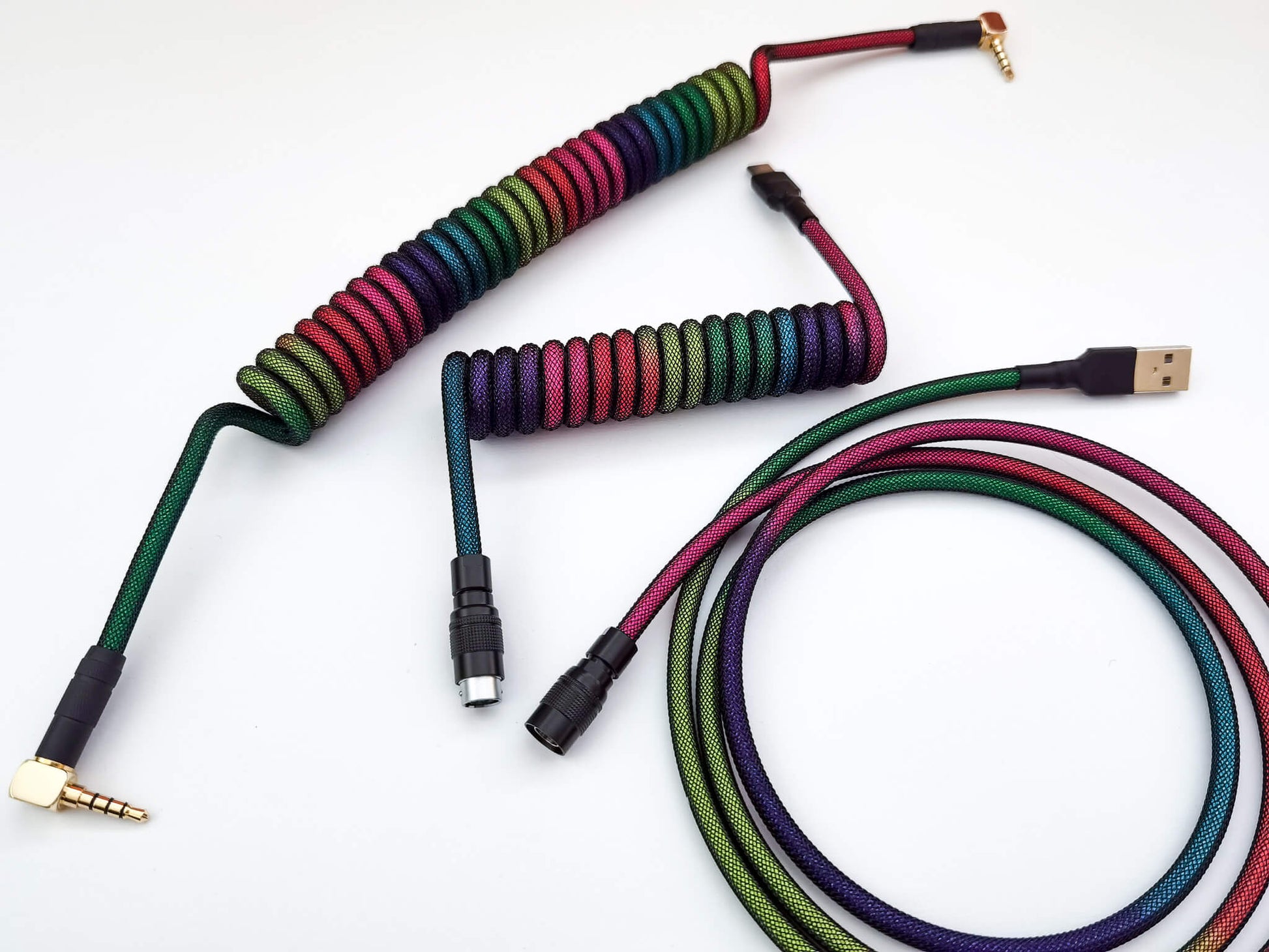 Custom coiled TRRS cable and coiled USB C keyboard cable