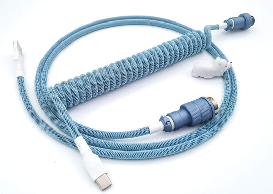 Blue coiled usb cable