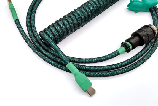 Teal coiled cable