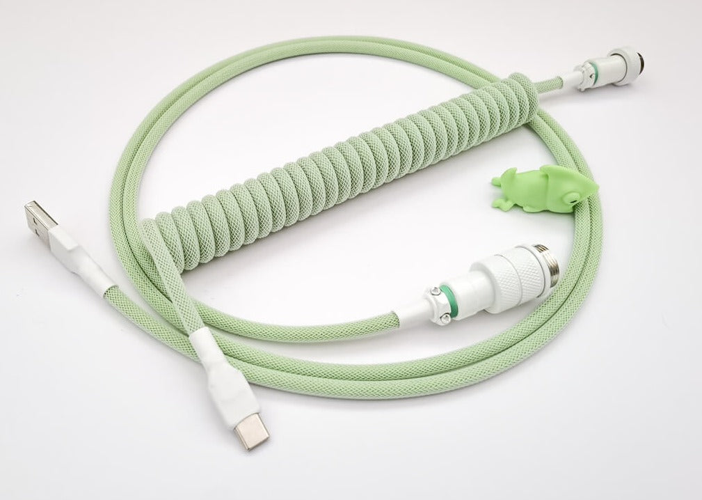 pastel green coiled keyboard cable