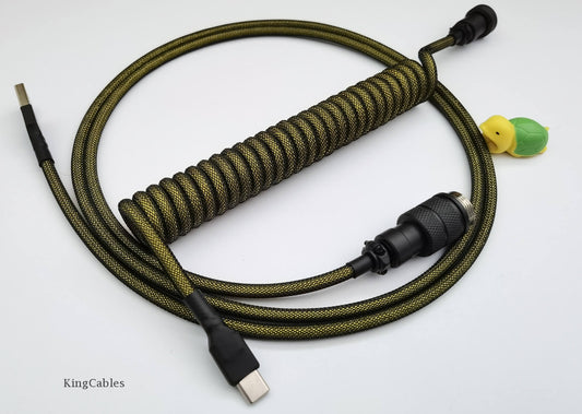 yellow coiled keyboard cable